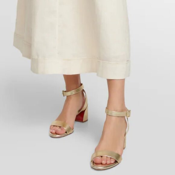 NIB$945 CHRISTIAN LOUBOUTIN Miss Sabina Metallic Red Sole Ankle-Strap Sandal 7 - Picture 16 of 16